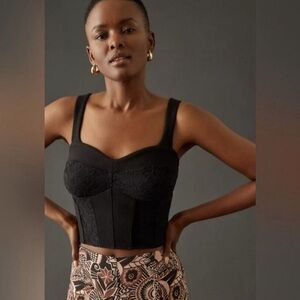 Anthropologie Black Lace Corset Top